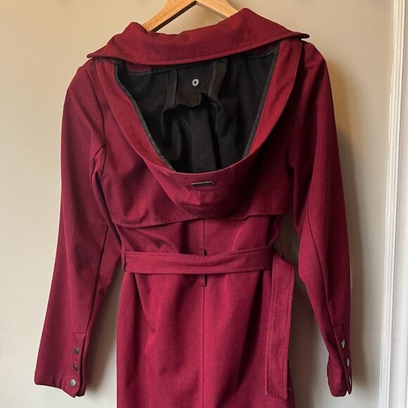 Mia Melon Belted Raincoat - Red, Size Small - Picture 4 of 7